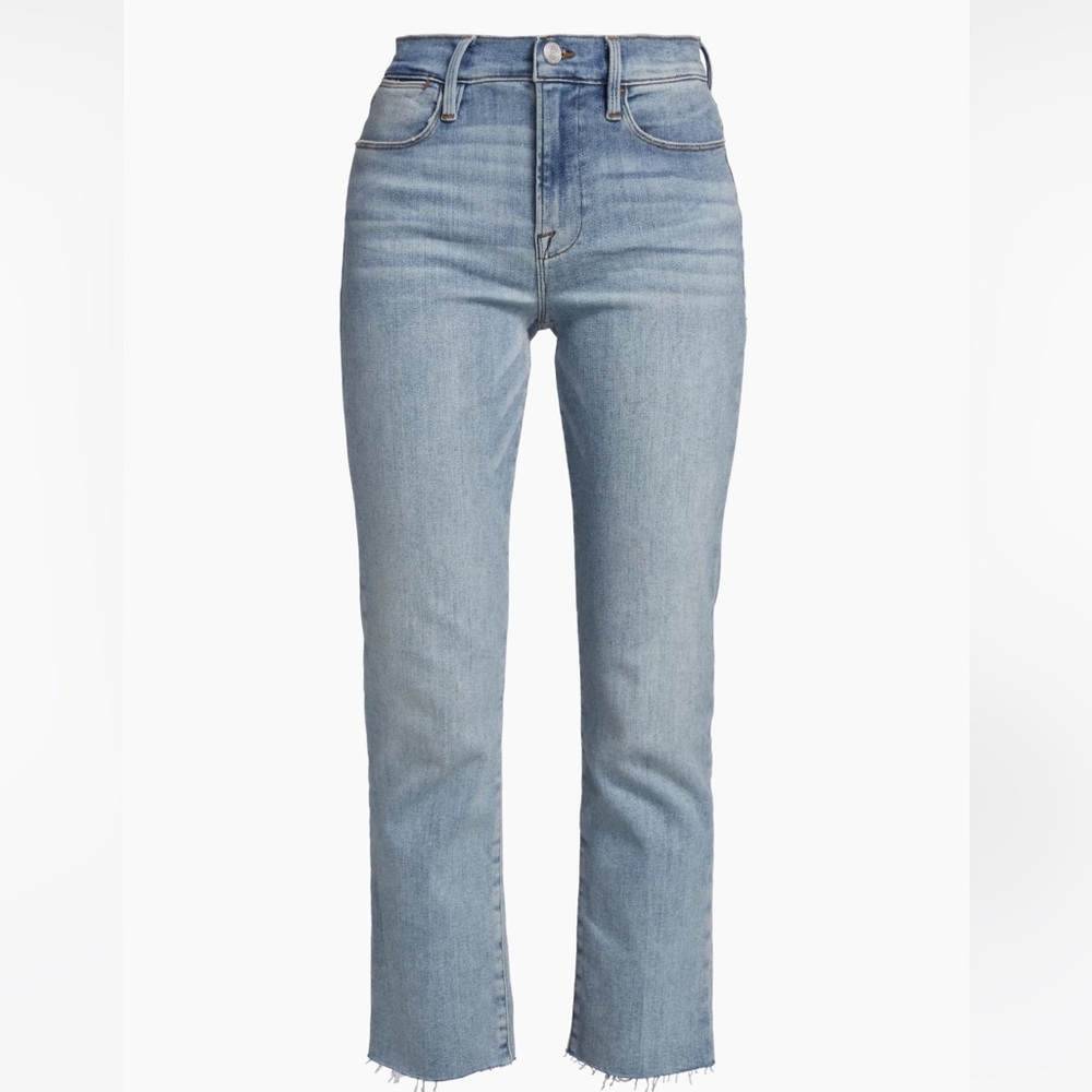 Frame Le High Straight Crop Light Wash Alemany Raw Hem Women’s Jeans - size 28